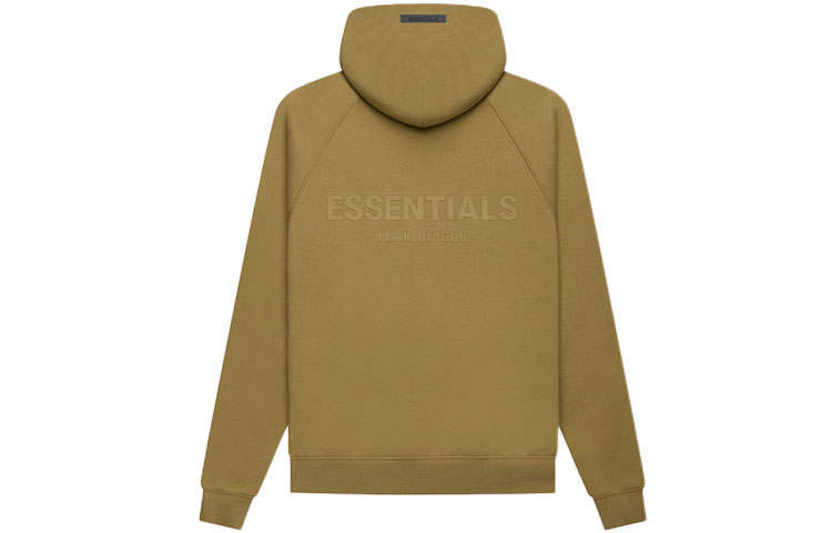 Fear Of God Essentials FW21 Pullover Hoodie Amber Back Offset Printing Logo Fleece Lined Pullover Hooded American