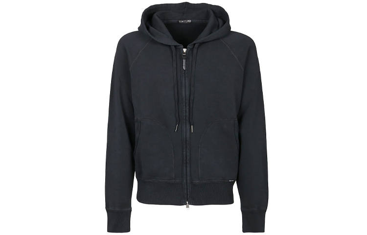 TOM FORD Sweatshirts Men's Black Hooded Moderate Cardigan