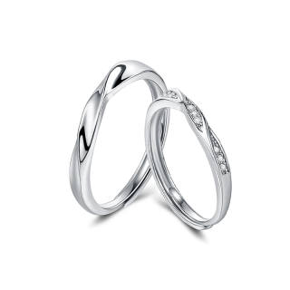 FANCI Mobius Collection 925 Sterling Silver Ring Pair Unisex