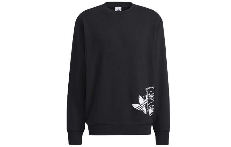 Adidas Originals Bear Crew Sweatshirts Men's Black Crew Neck Moderate Regular