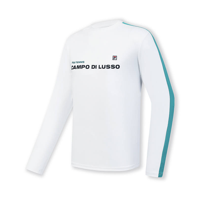 FILA T Shirts Men's Jade White Crew Neck Moderate Straight Fit