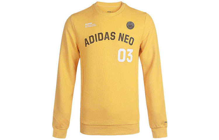 Adidas Neo Sweatshirts Men's Yellow Crew Neck Moderate Regular