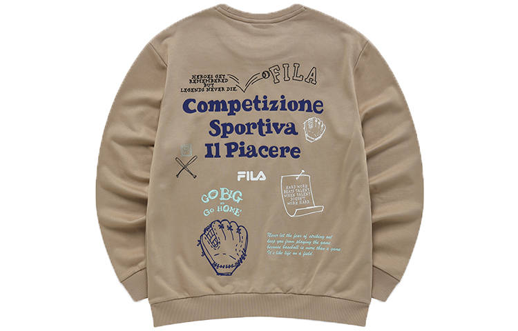FILA FUSION Sweatshirts Men's Antler Khaki Crew Neck Moderate Regular