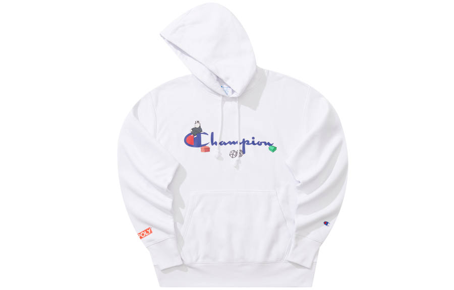 Champion X Hasbro Collaboration, Thickened And Fleece Lined Print Logo Lightweight Pullover Fleece Hooded Sweatshirt