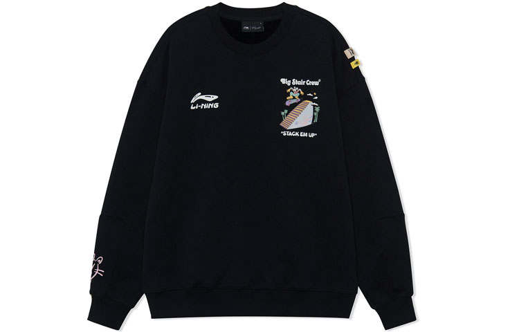 Li-Ning Li Ning x Steven Harrington Li Ning X Steven Harrington Fun Cartoon Print Thermal Fleece Lined Loose Fit Pullover