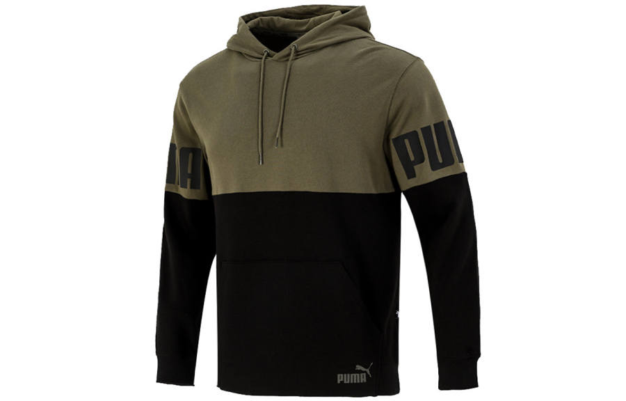 PUMA Sweatshirts Men's Army Green Hooded Moderate Regular