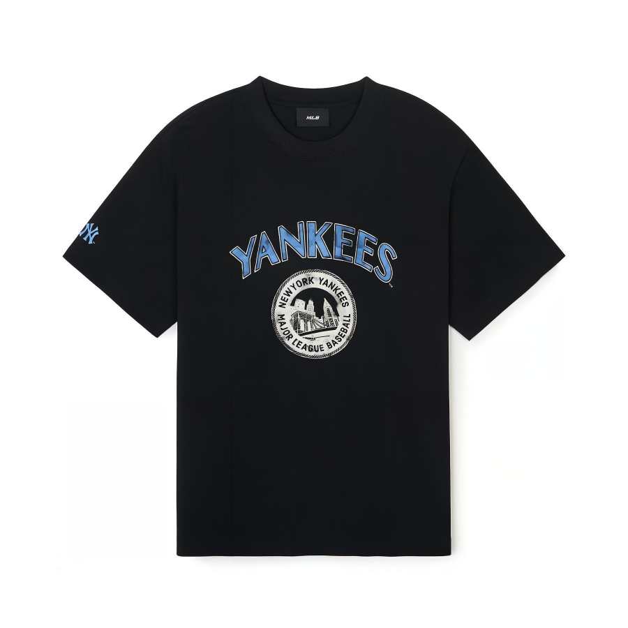 MLB New York Yankees T Shirts Unisex Black Crew Neck Moderate Straight Fit