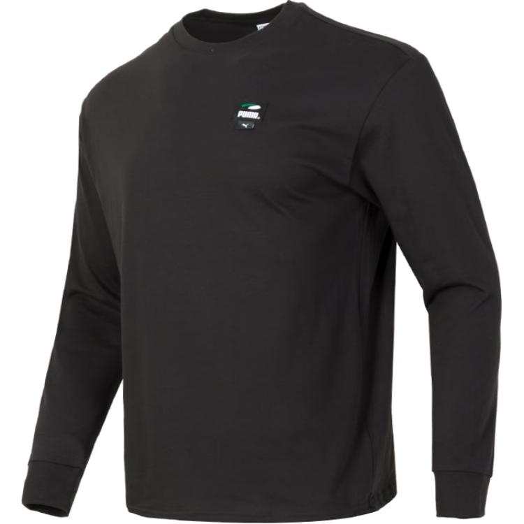 PUMA T Shirts Men's Black Crew Neck Moderate Straight Fit