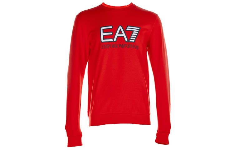 EMPORIO ARMANI EA7 Sweatshirts Men's Red Crew Neck Moderate Regular