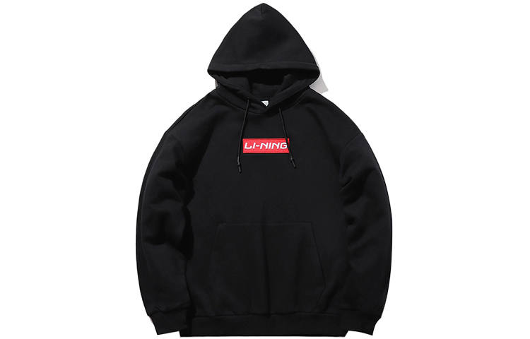 Li-Ning Li Ning Sports Fashion Collection Fleece Lined Thermal Loose Fit Coat With Hood Sweatshirt Unisex New Standard Black