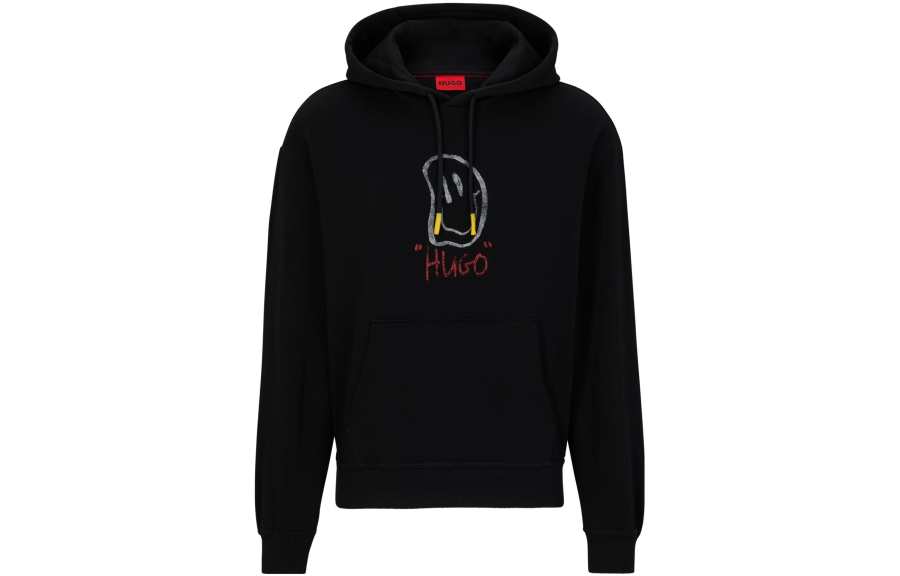 HUGO BOSS 【Previous Season】smiley-face print cotton hoodie