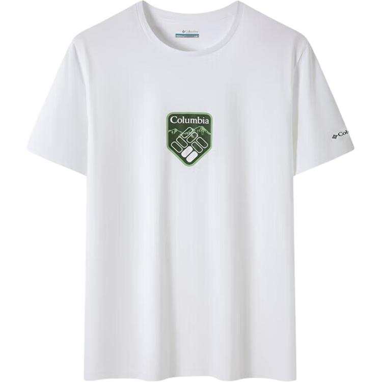 Columbia T Shirts Men's White 112 Crew Neck Moderate Straight Fit