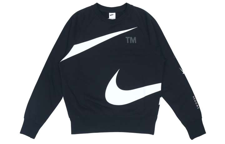 Nike Nike Swoosh Ft Crew Large Logo Knit Crew Neck Pullover Black