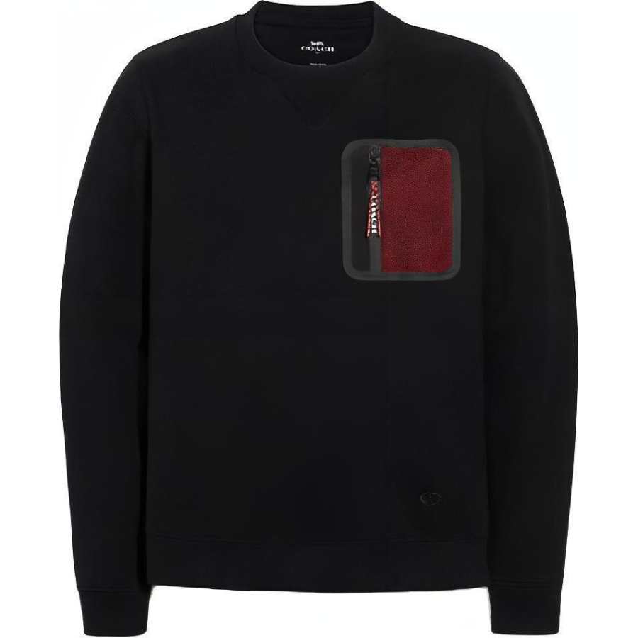 COACH COACH Sweatshirts Men's Black Crew Neck Moderate Regular