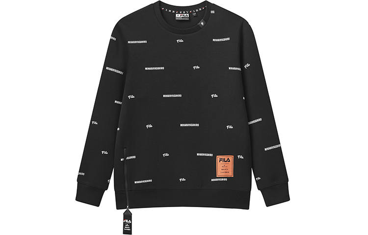 FILA X MIHARA YASUHIRO MIHARA YASUHIRO Collaboration Collection Sweatshirts Men's Jet Black Crew Neck Moderate Regular