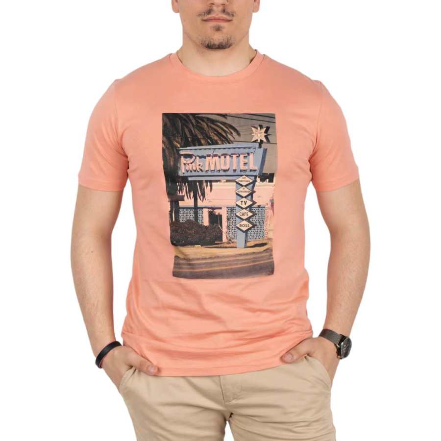 HUGO BOSS T Shirts Men's Orange Crew Neck