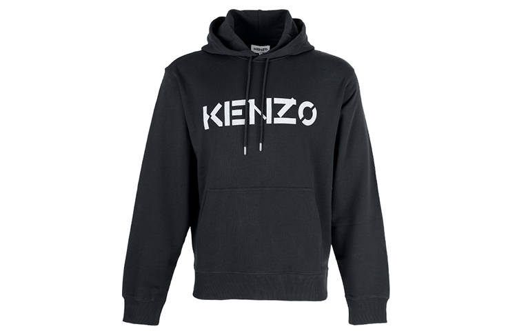 KENZO Sweatshirts Men's Black Hooded Moderate Regular