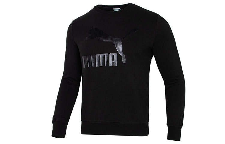 PUMA PUMA CLASSICS Sweatshirts Men's Black Crew Neck Moderate Regular