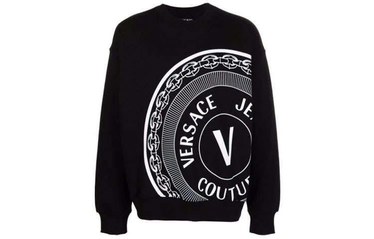 VERSACE JEANS COUTURE Sweatshirts Men's Black Crew Neck Moderate Other