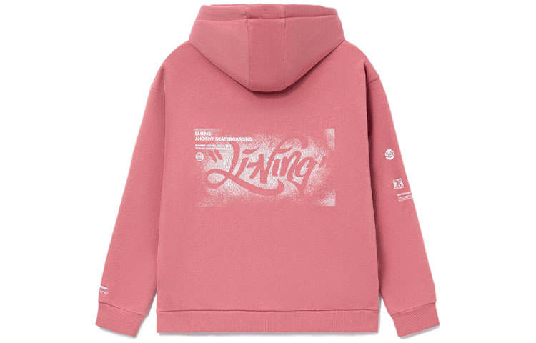 Li-Ning Li Ning Skateboard Fleece Lined Casual Loose Fit Pullover Hooded Sweatshirt Men's Pink