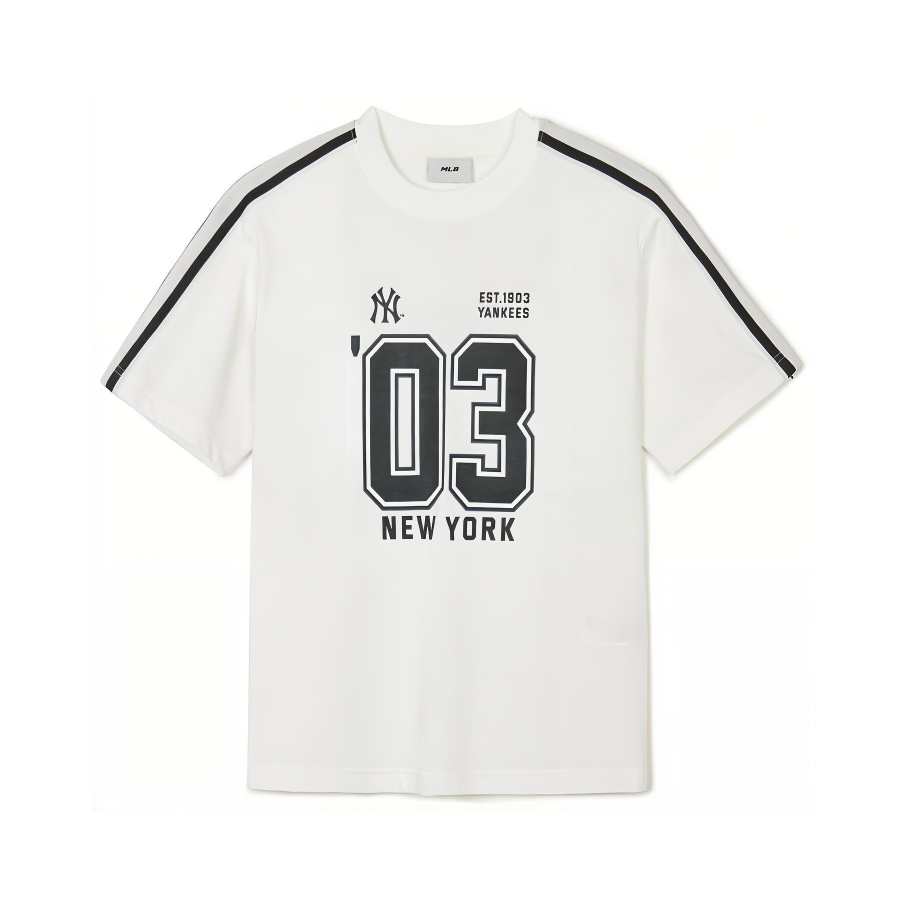 MLB New York Yankees T Shirts Unisex White Crew Neck Moderate Straight Fit