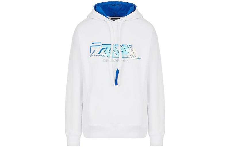 EMPORIO ARMANI Sweatshirts Men's White Hooded Moderate Regular