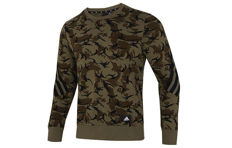 Adidas Adidas Sweatshirts Men's Army Green Crew Neck Moderate Regular