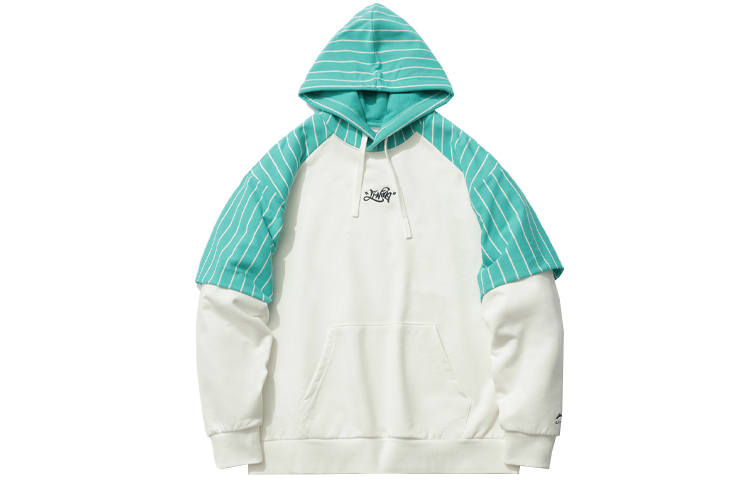 Li-Ning Li Ning Skateboard Sweatshirts Men's Champagne White Ice Crystal Green Hooded Moderate Regular