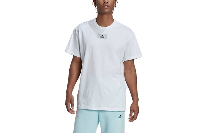 Adidas Adidas T Shirts Men's White Crew Neck Moderate Straight Fit