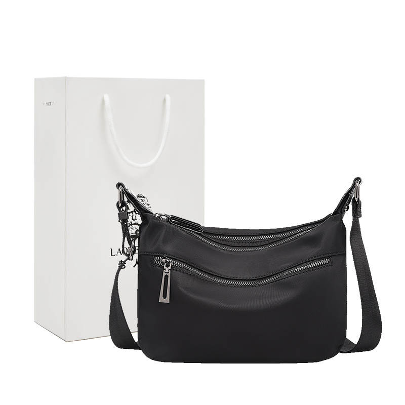 LAORENTOU Fabric Shoulder Bag, Crossbody Bag Women's Black