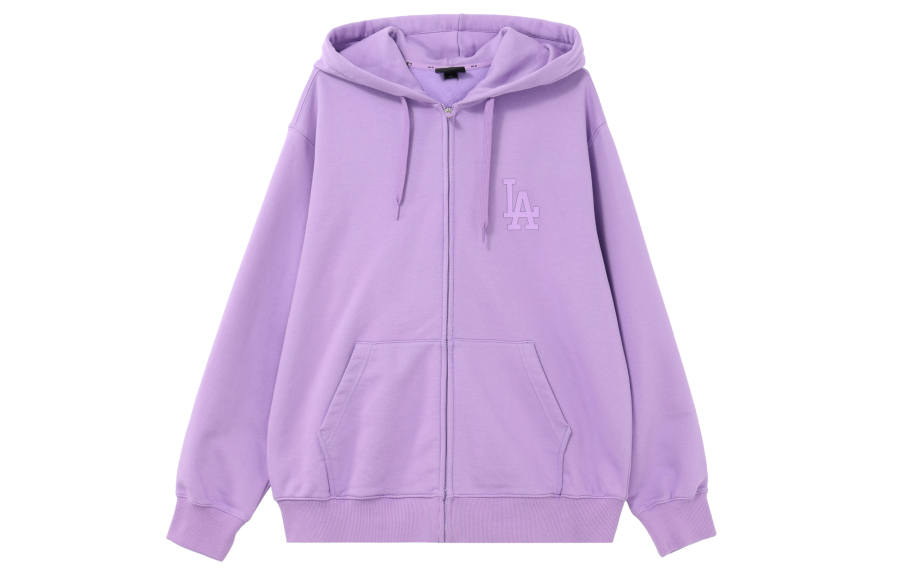MLB Los Angeles Dodgers Sweatshirts Unisex Purple Hooded Moderate Cardigan