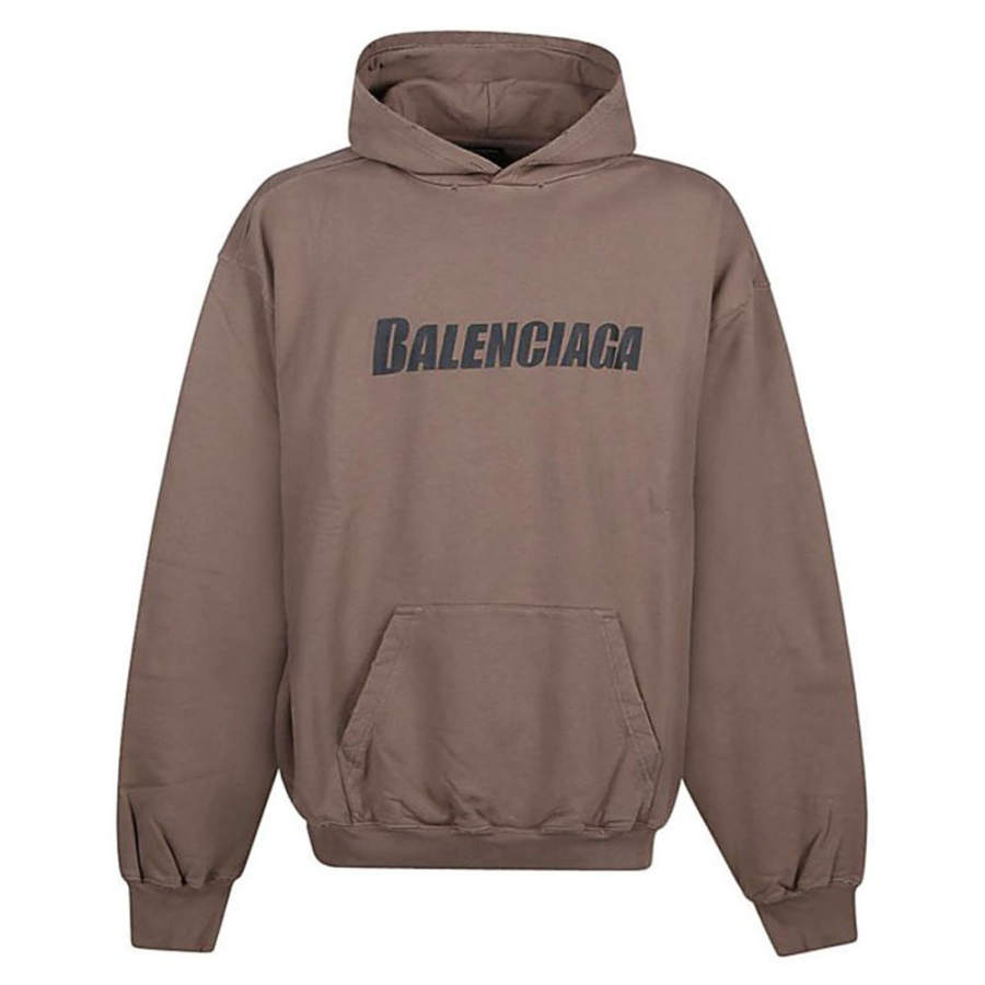 Balenciaga Logo Printed Distressed Hoodie