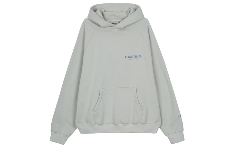 Fear Of God Essentials Pullover Hoodie Green/Concrete Solid Color Logo Fleece Lined Pullover Hooded American Sweatshirt