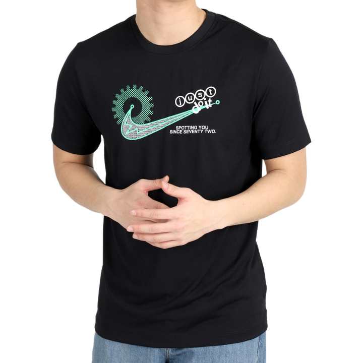 Nike Nike T Shirts Men's Black Crew Neck Moderate Straight Fit