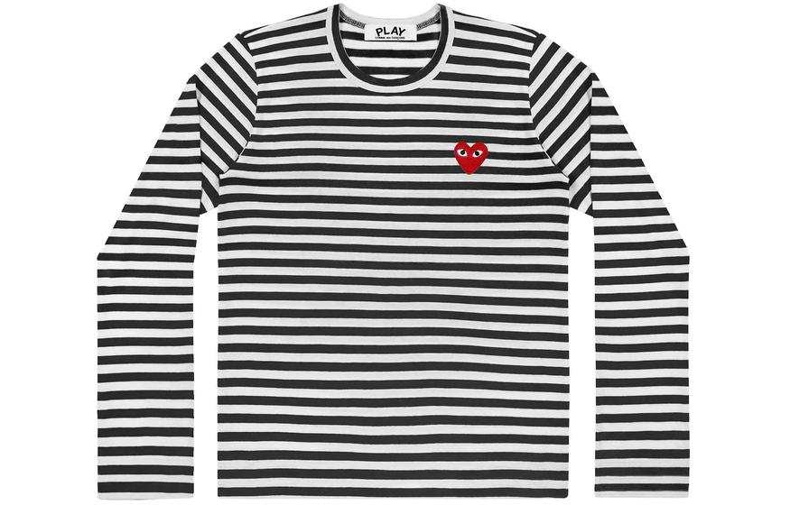 CDG Play T Shirts Unisex Black Crew Neck Moderate