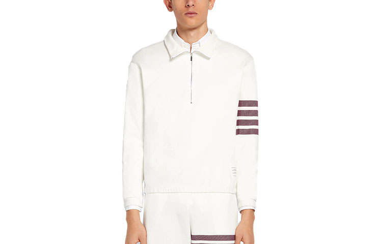 THOM BROWNE THOM BROWNE Sweatshirts Men's White Lapel Moderate Regular