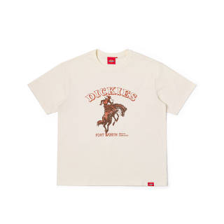 Dickies T Shirts Unisex Cream Crew Neck Moderate Straight Fit