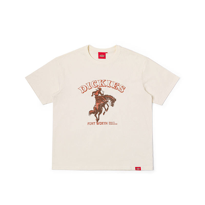 Dickies T Shirts Unisex Cream Crew Neck Moderate Straight Fit