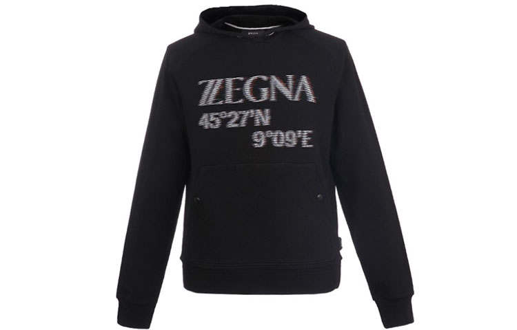 Zzegna Sweatshirts Men's Black Hooded Non Detachable Moderate