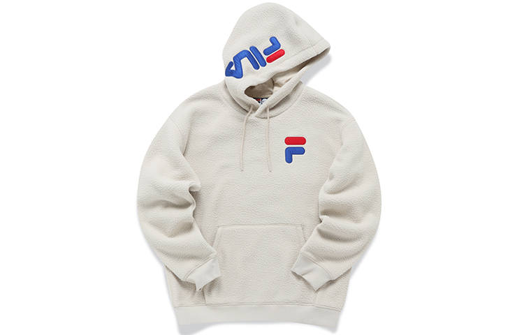 FILA FUSION TOKYO STUDIO Sweatshirts Unisex Ivory Hooded Thickened Regular
