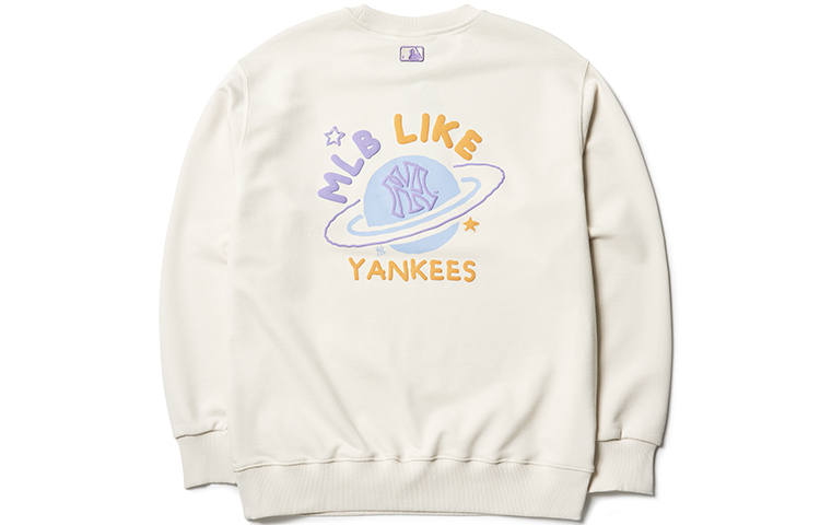 MLB New York Yankees Sweatshirts Unisex Ecru Crew Neck Moderate