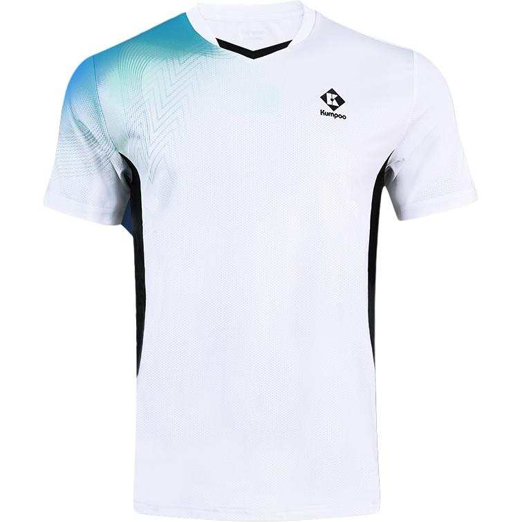 KUMPOO T Shirts Unisex White V Neck Moderate Straight Fit