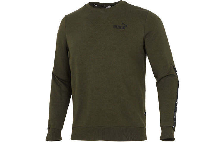 PUMA Sweatshirts Men's Green Crew Neck Moderate Regular