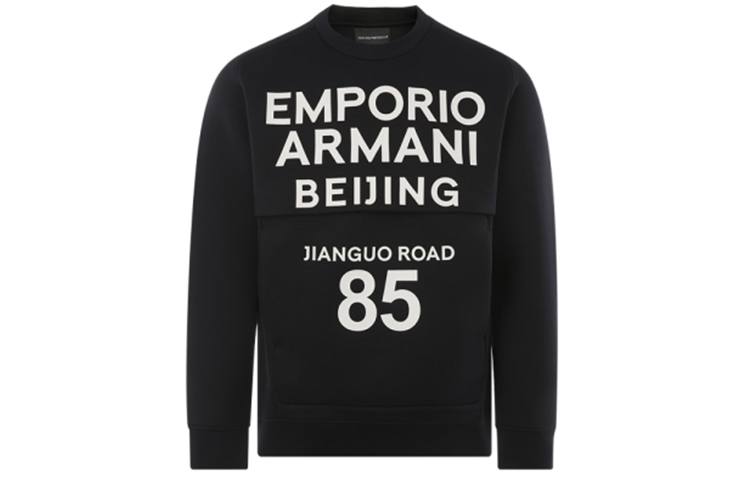 EMPORIO ARMANI Sweatshirts Men's Black Crew Neck Moderate Regular
