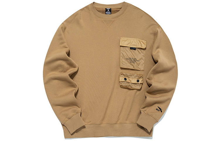 ANTA Life Collection Sweatshirts Men's Khaki Crew Neck Moderate Regular