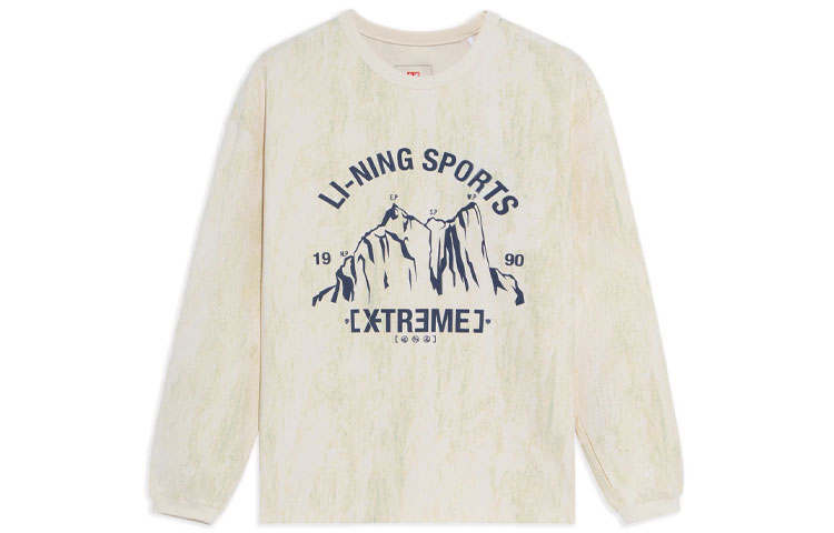 Li-Ning Li Ning Sweatshirts Unisex Ecru Crew Neck Moderate Regular
