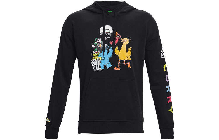Under Armour Curry X Sesame Street Sweatshirts Men's Black Hooded Thickened Regular
