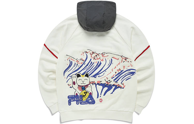 FILA FUSION TOKYO STUDIO Sweatshirts Men's Cloud White Hooded Moderate Regular
