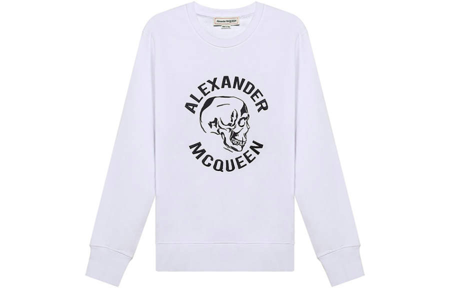 Alexander McQueen Sweatshirts Men's White Crew Neck Moderate Regular