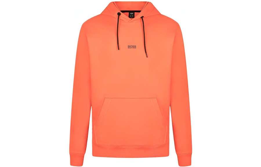 HUGO BOSS Sweatshirts Men's Orange Red Hooded Moderate Regular